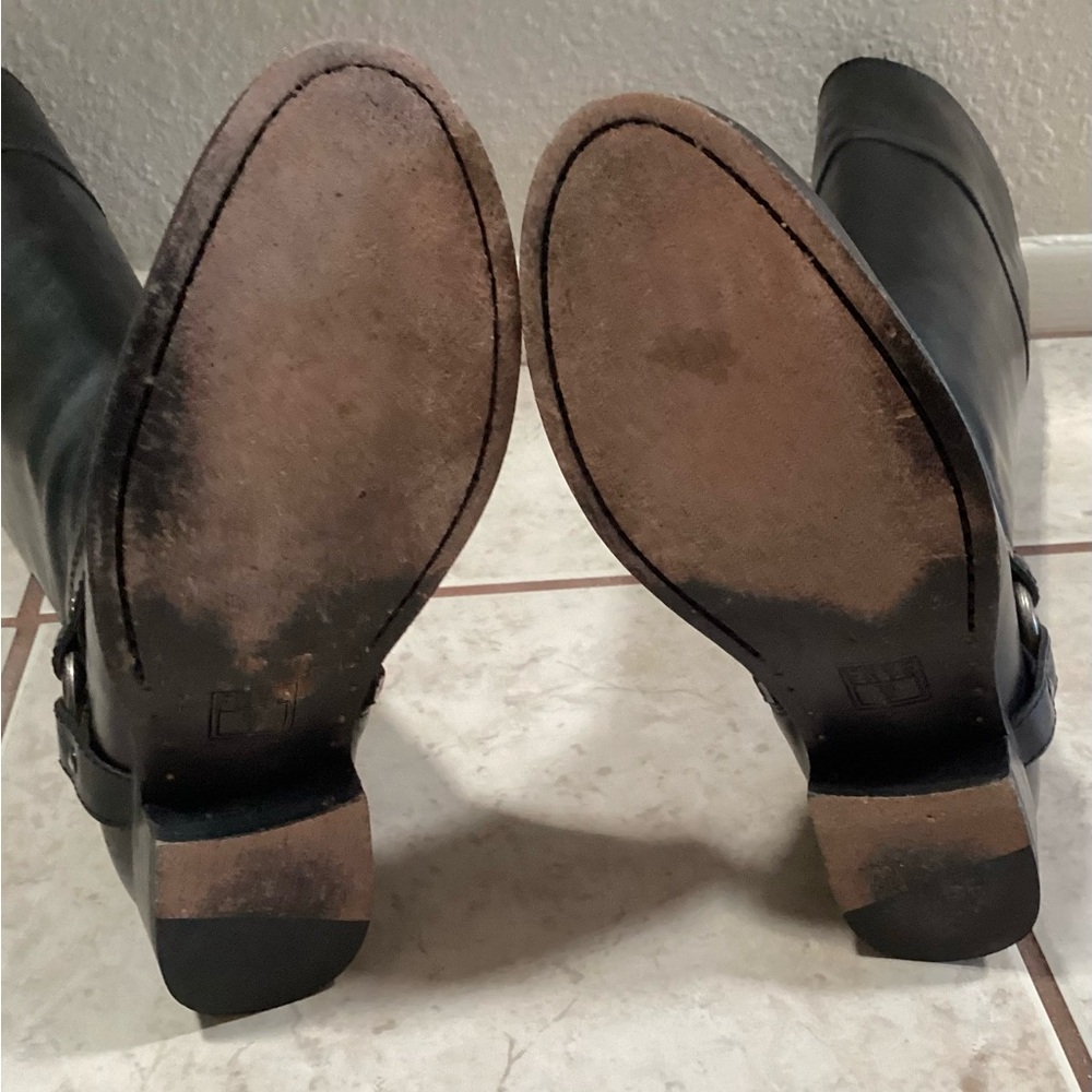 **SALE** Frye Philip Harness Black Tall Inside Zip Boots - Picture 10 of 11